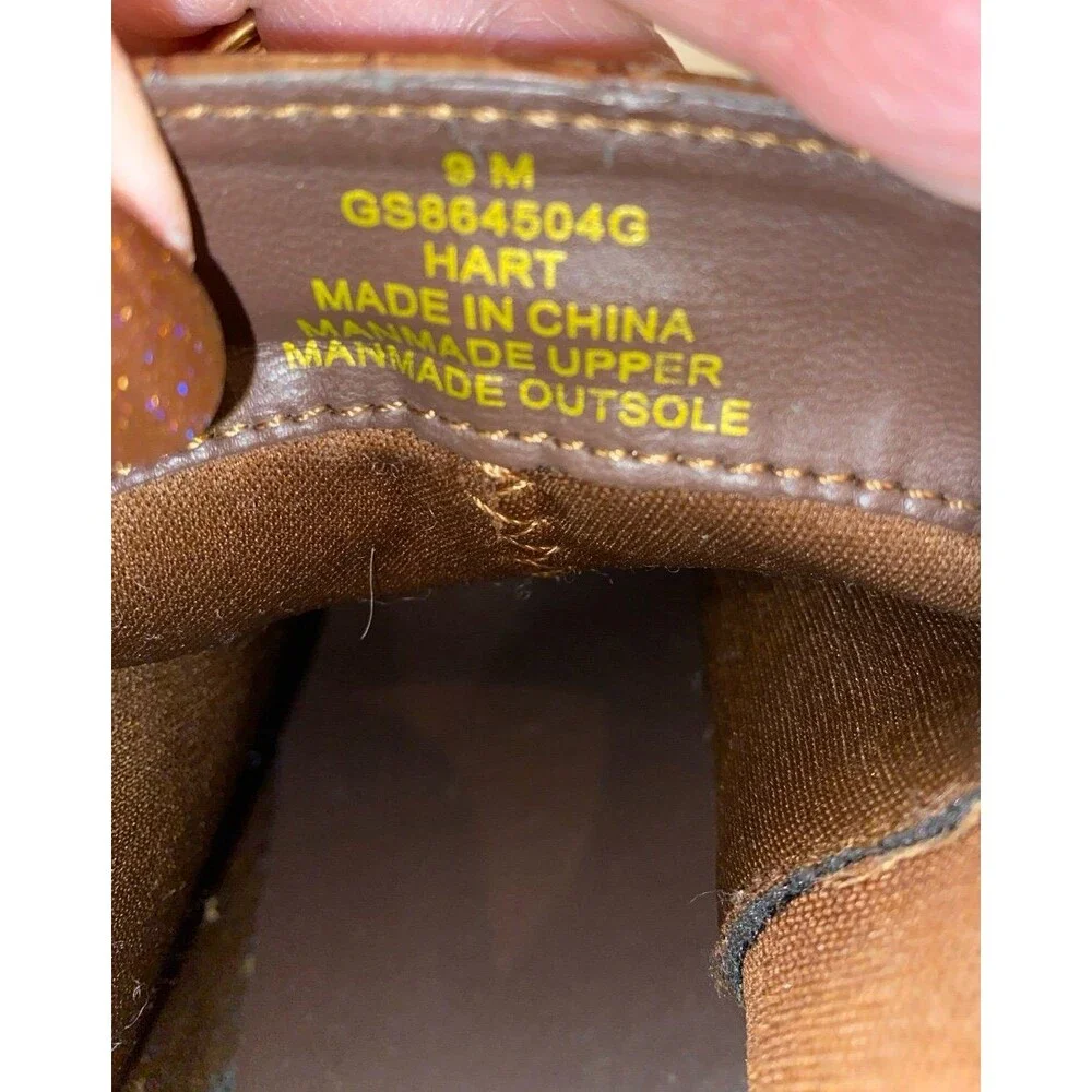 Mia HART Cuban Boots‎ Faux Leather Crocodile Sz 9 M Brown Bootie  Chunky Heel